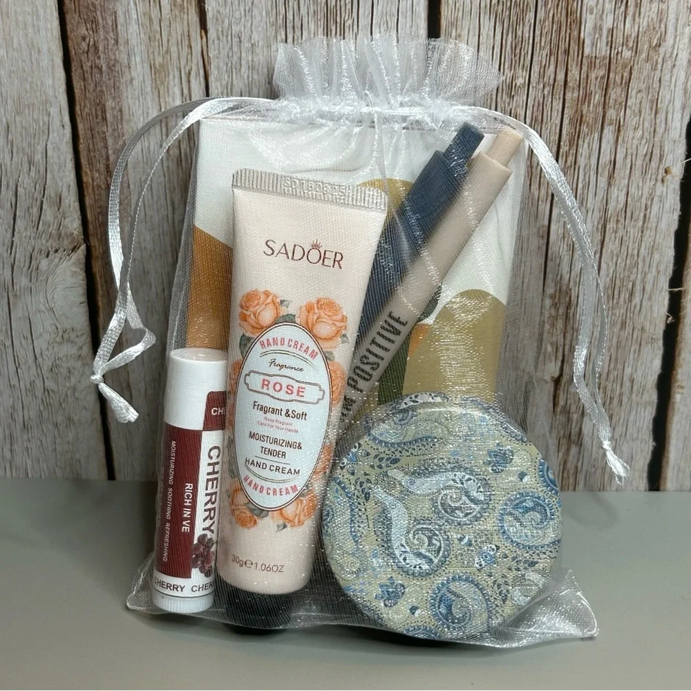 Self Care Kit Notebooks Pens Candle Hand Cream Lip Balm Gift Set
